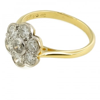 18ct gold Diamond 0.75cts Cluster Ring size P